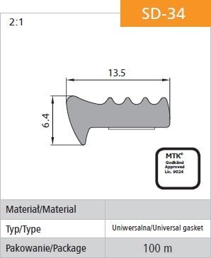 USZCZELKA SAMOPRZYLEPNA CZARNA SD-34/4-0 13.5*6.4MM MB