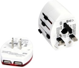 Adapter gniazdka UK USA EUR CHN 2 x USB Platinet biały OTRA2 (X)