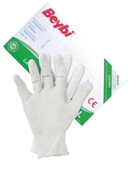 Rękawice lateksowe L białe (100) BEYBI RLAT-BEYBI W L Normy EN455