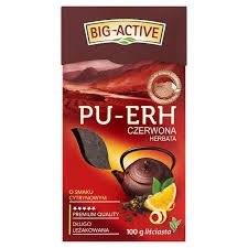 Herbata BIG-ACTIVE PU-ERH czerwona liściasta o smaku cytrynowym 100g Big-Active