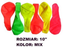 Balony 10"" NEONOWE, mix kolorów, 100 szt. FIORELLO 170-1604 Fiorello