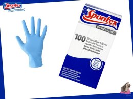 Rękawice nitrylowe niebieskie (100) rozmiar uniwersalny (~M) bezpudrowe SPONTEX 8%VAT