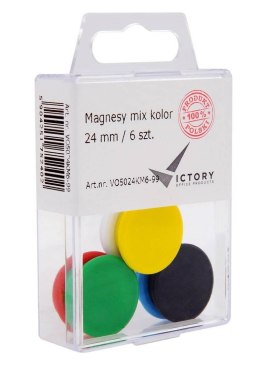 Magnesy 24mm mix kolorów 6sztuk VICTORY VO5024KM6-99
