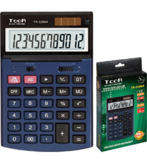 Kalkulator TOOR TR-2266A, 12 pozycyjny, podwójne zasilanie 120-1456