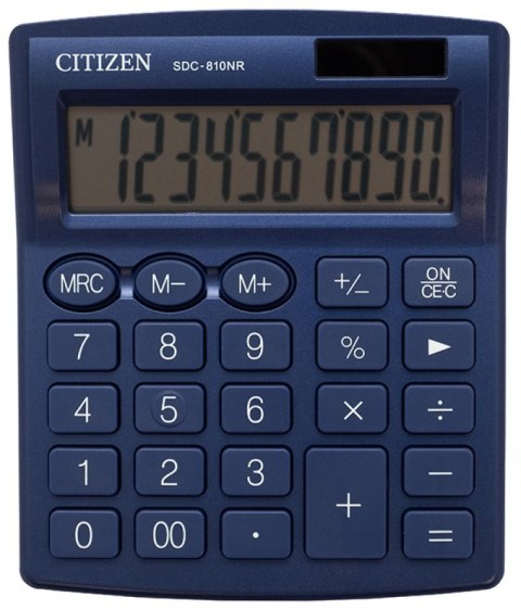 Kalkulator biurowy CITIZEN SDC-810NRNVE, 10-cyfrowy, 127x105mm, granatowy CITIZEN