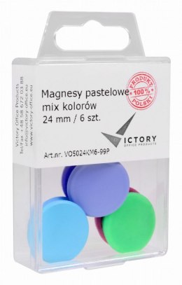 Magnesy 24mm pastelowe mix kolorów 6sztuk VICTORY VO5024KM6-99P