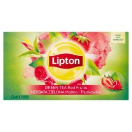 Herbata LIPTON GREEN MALINA i TRUSKAWKA 40t zielona Lipton