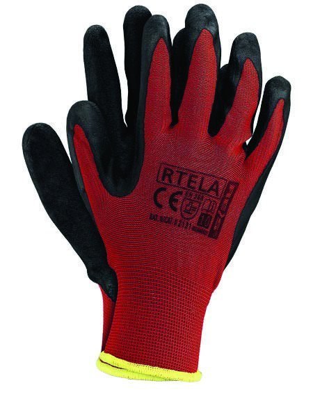 Rękawice powlekane czerwono-czarne rozmiar 10 RTELA