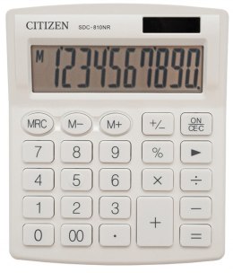 Kalkulator biurowy CITIZEN SDC-810NRWHE, 10-cyfrowy, 127x105mm, biały CITIZEN