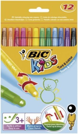 Kredki świecowe BIC Kids Turn&Colour , 8805082 12 kolorów