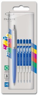 JOTTER_ORIGINALS WOW PACK GEL BLUE, Długopis żelowy Jotter Originals niebieski + 5 wkładów żelowych, PARKER 2141251