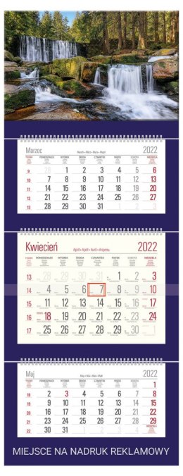 Kalendarz Trójdzielny z główką (T10) RZEKA - granat 2024 TELEGRAPH