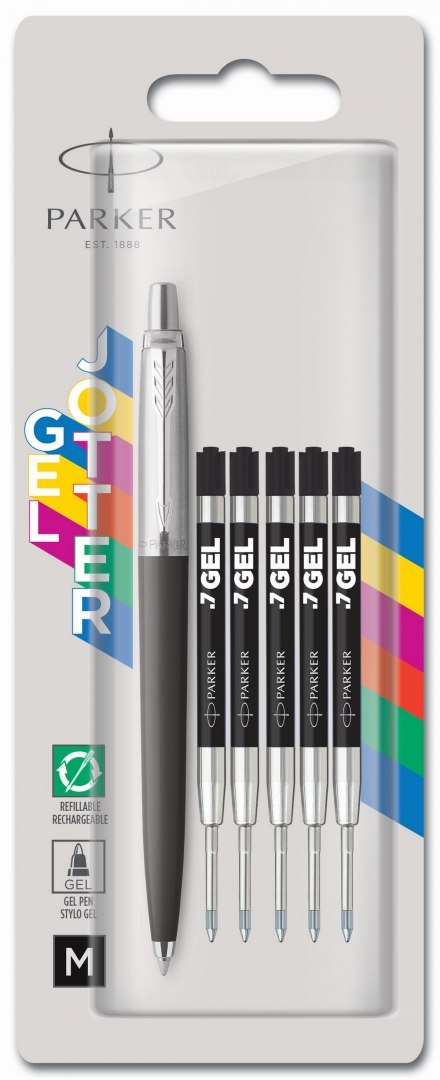 JOTTER ORIGINALS WOW PACK GEL BLACK, Długopis żelowy Jotter Originals czarny + 5 wkładów żelowych, PARKER 2141129