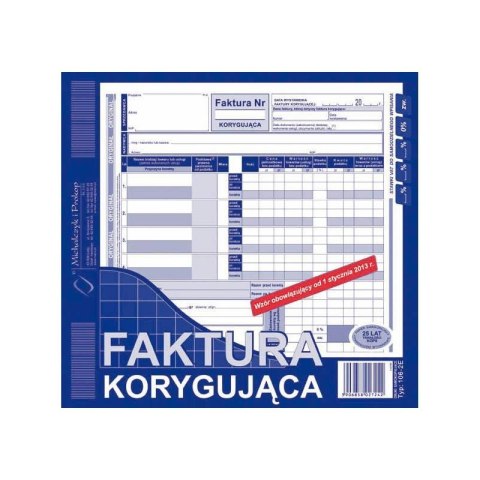 106-2N/E Faktura korygująca 2/3 A4 MICHALCZYK I PROKOP