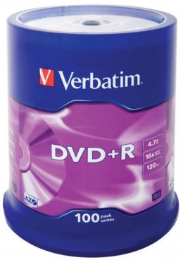 Płyta DVD+R VERBATIM CAKE (100) Matt Silver 4.7GB x16 AZO 43551