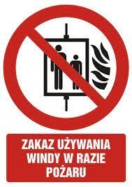 Tabliczka Zakaz używania windy w trakcie pożaru ZZ-50e/3971ZN (X)