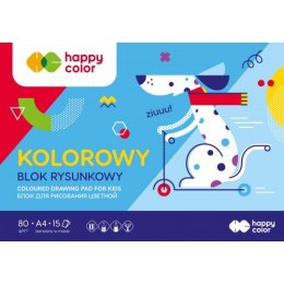 Blok rysunkowy kolorowy A4, 80g, 15 ark, Happy Color HA 3708 2030-09