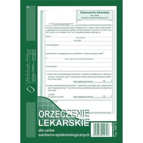 855-3 Orzeczenie lekar.A5(sanit-epid) Michalczyk i prokop