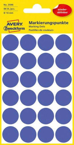 Kółka do zaznaczania niebieskie 18mm Usuwalne, Avery Zweckform 3596 (X)