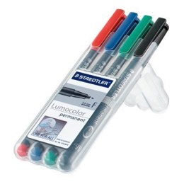 Foliopis Lumocolor, F, wodoodporny, zestaw 4 kol. (2, 3, 5, 9) w etui box, Staedtler S 318 WP4