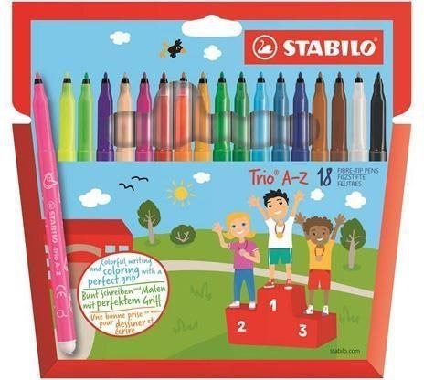 Flamastry TRIO A-Z etui kartonowe 18 szt. 378/1-18-01 STABILO