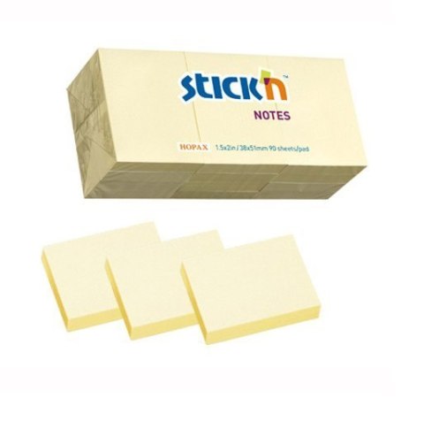 Bloczki STICKN 38x51mm żółty pastele 12bloczków x 100 kartek 21530