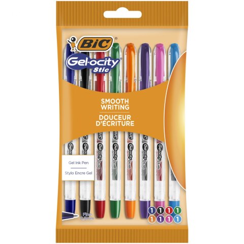 Długopis żelowy BIC Gel-ocity Stic 0.5mm AST, blister 8szt, 992602