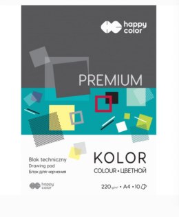 Blok techniczny PREMIUM kolorowy A4, 220g, 10 ark, Happy Color HA 3722 2030-09