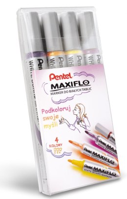 Markery suchościeralne MAXIFLO (4 sztuki) fiolet/brąz/żółty/pomarańczowy MWL5S-4W-EFGV PENTEL komplet