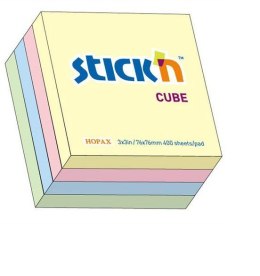 Bloczek STICKN 76x76mm 400k mix 4 kolory pastelowe 21013