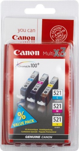 Tusz CANON CLI-521 Pack CMY IP3600/4600 MP540/620/630/980 (X)