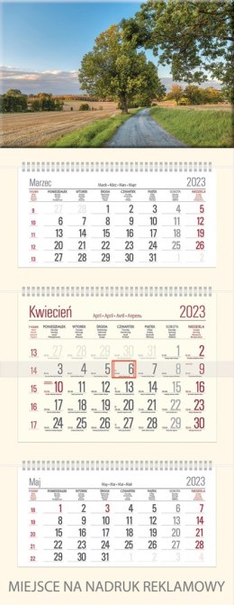 Kalendarz Trójdzielny z główką (T15) DROGA - krem 2023 TELEGRAPH