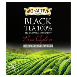 Herbata BIG-ACTIVE PURE CEYLON, 100 torebek x2g z zawieszką czarna