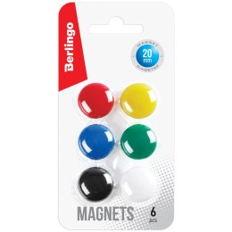 Magnesy do tablic, okrągłe, śred. 20mm, 6 szt., zaw. euro, różne kolory 135181/55653 Berlingo