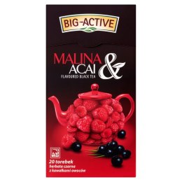 Herbata_BIG-ACTIVE Malina & Acai 20 torebek/40g czarna z kawałkami owoców