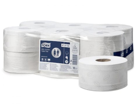 Papier_toaletowy Tork PREMIUM mini jumbo, 2 warstwy, kolor biały, makulatura, 180m, (12) system T2 advanced 472102