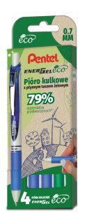 Pióro kulkowe ENERGEL ECO (kpl.4szt - zielony, 3x niebieski) BL77E-ST4DCCCPL PENTEL