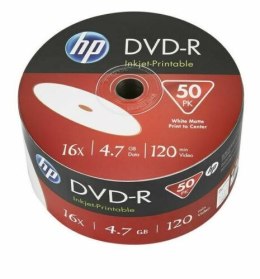 Płyta HP DVD-R 4.7GB 16x (50szt) SPINDEL, bulk WHITE INKJET PRINTABLE do nadruku DME00070WIP