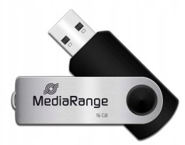 Pamięć Pendrive MediaRange 16GB USB 2.0, obracany, srebrno-czarny, MR910