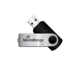 Pamięć Pendrive MediaRange 64GB USB 2.0, obracany, srebrno-czarny, MR912