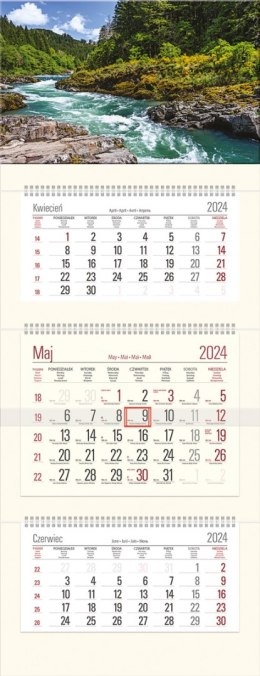 Kalendarz Trójdzielny z główką (T10) RZEKA - krem 2024 TELEGRAPH
