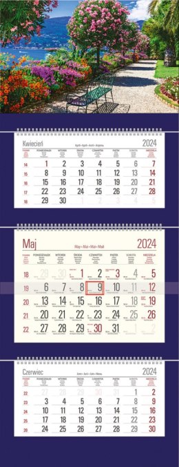 Kalendarz Trójdzielny z główką (T03) ALEJA - granat 2024 TELEGRAPH