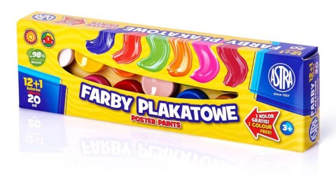 Farby plakatowe Astra 13 kolorów - 20 ml 12+1 kolor gratis, 301115005