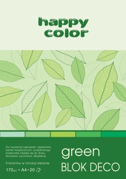 Blok Deco Green A4, 170g, 20 ark, 5 kol. tonacja zielona, Happy Color HA 3717 2030-052