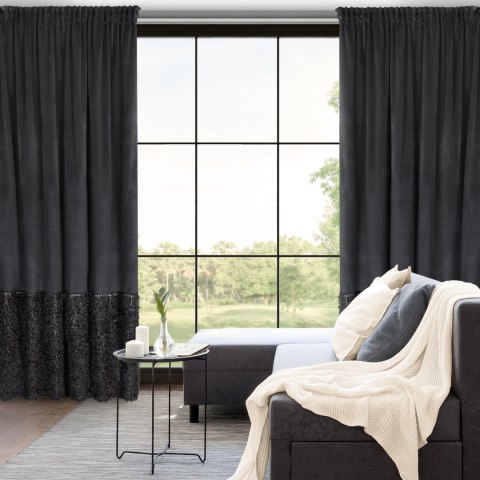 ZASŁONA GOTOWA EUROFIRANY MARION 2 NA TAŚMIE 140 X 270 CM CZARNY