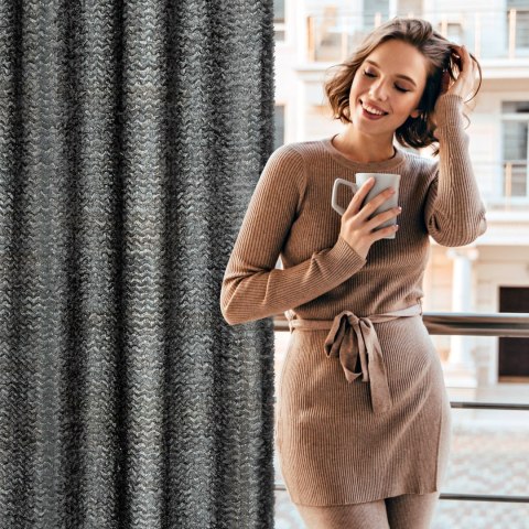 ZASŁONA GOTOWA EUROFIRANY TIFFANY 135 X 250 CM CZARNY