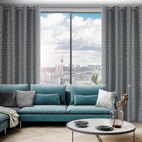 ZASŁONA GOTOWA EUROFIRANY SEMI 140 X 250 CM STALOWY