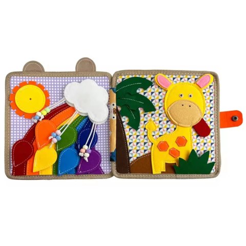 Książeczka filcowa odczepiane elementy rzepy Montessori żyrafa F30