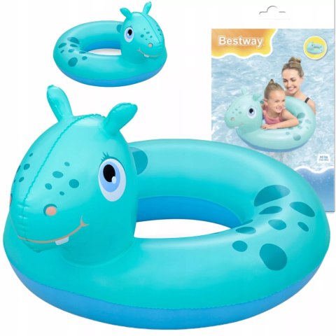Kółko koło dmuchane do pływania 3-6 lat niebieski hipopotam Bestway 36464N
