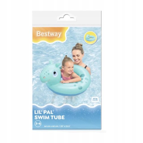 Kółko koło dmuchane do pływania 3-6 lat niebieski hipopotam Bestway 36464N